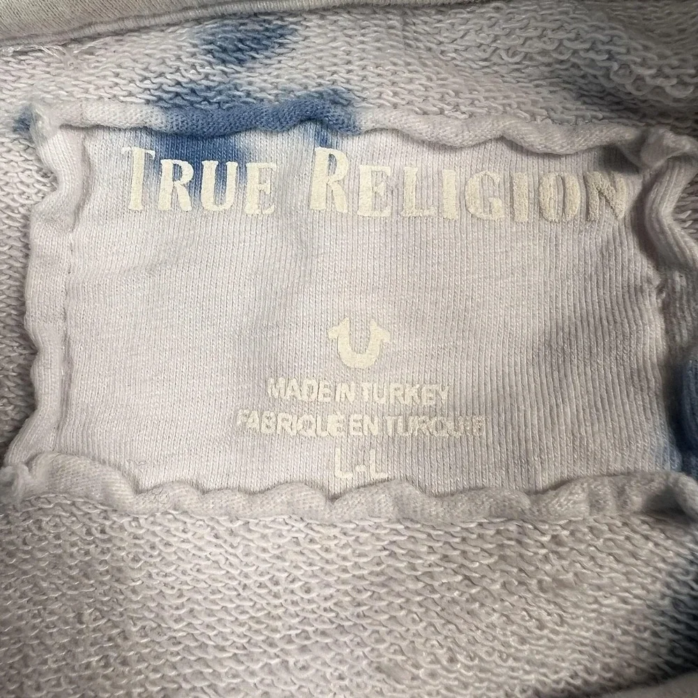 True Religion Sweatshirt Mens‎ Large Blue Tie-Dye Hoodie TRUE 43 Embroidered